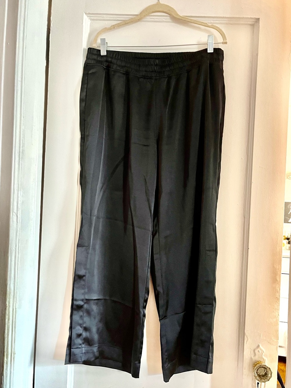 Old navy pull on satin track pants black large petite